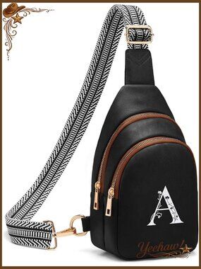 Initial Crossbody Sling Fanny Pack with Adjustable Strap